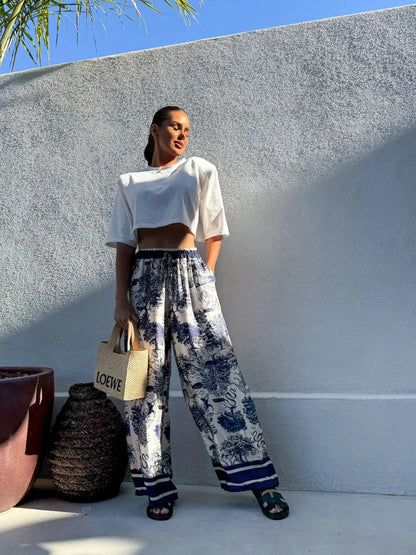Bohemian Wide Leg Casual Pants