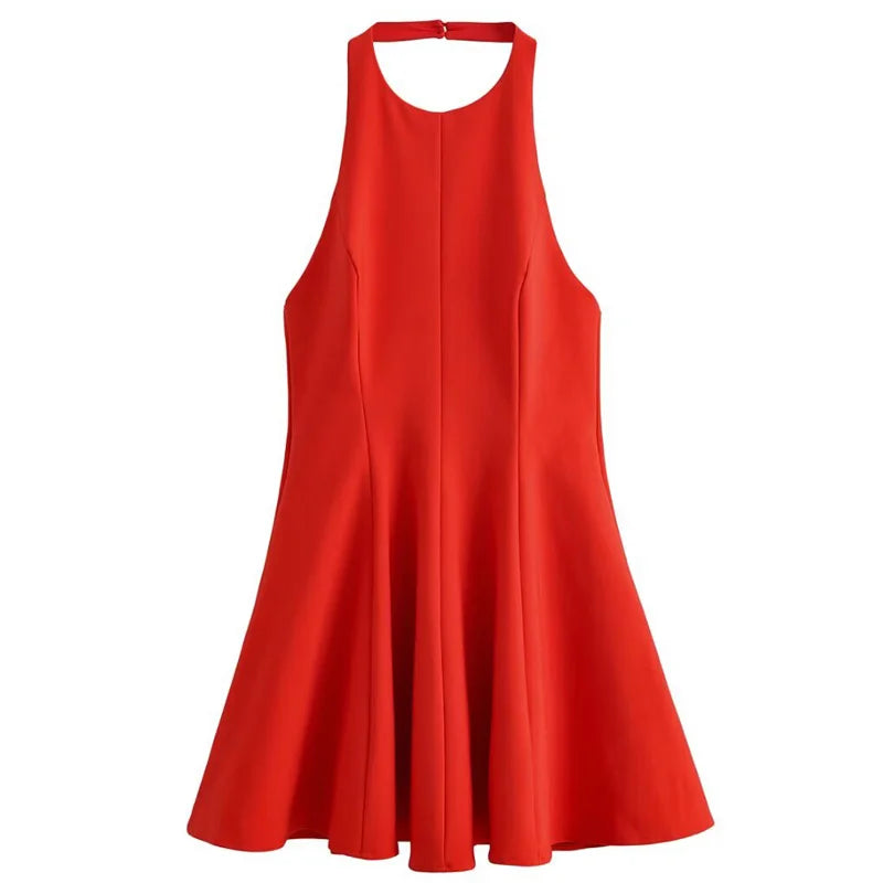 Halterneck Short yellow red Dress