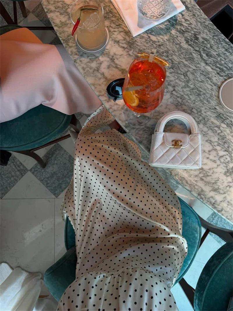 Polka Dot Ruched Ruffle Sexy Midi Dress