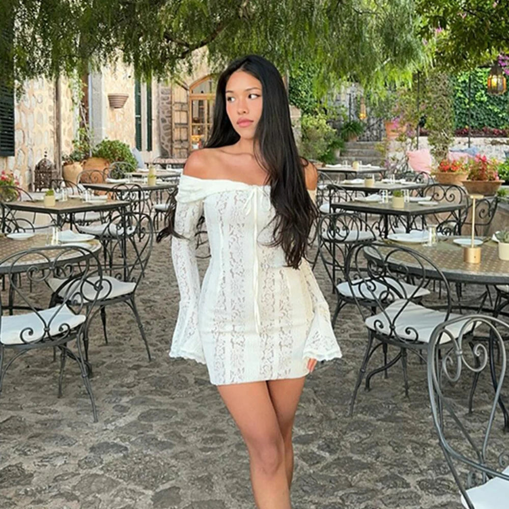 White Off Shoulder Lace Bodycon