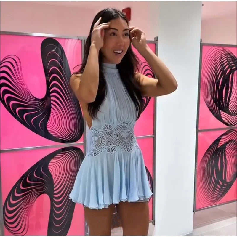 Lace Waist Cutout Mini Dress
