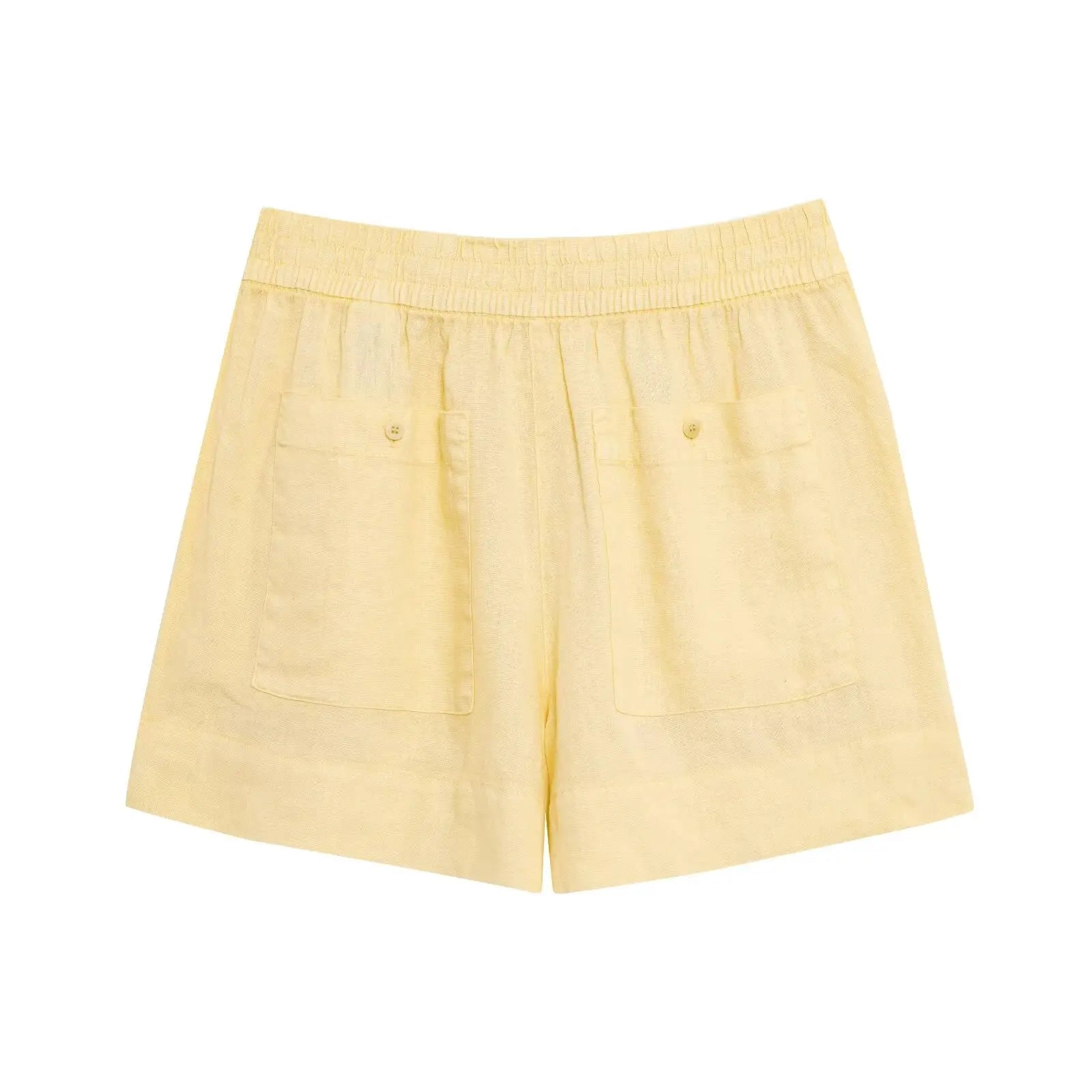 1 Yellow Set Lapel Collar Top+shorts