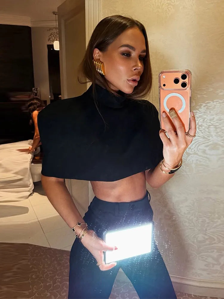 Elegant Cropped Shawl Tops