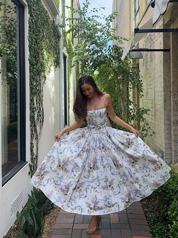 Floral Lotus Leaf Mini Dress