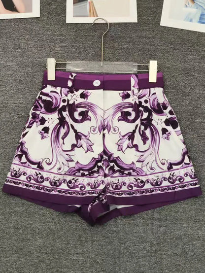 SS25 Latest Purple Majolica print Dolce Full Set