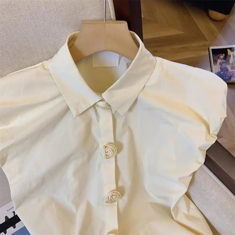 Batwing Button Summer Sweet Korean Fashion