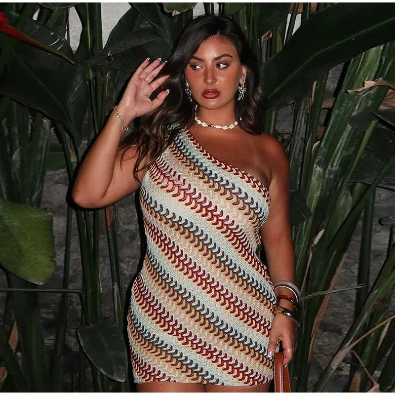 1 Knitted zig zag Mini Dress