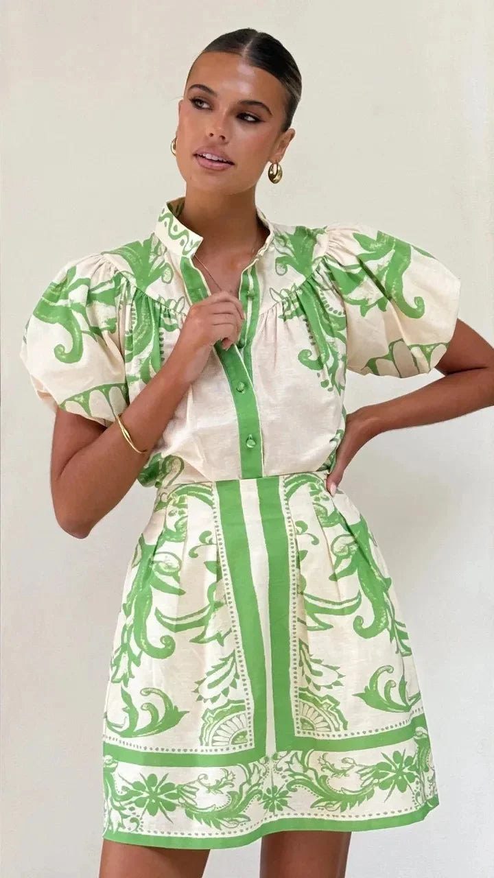 Bubble Sleeve Linen Mini