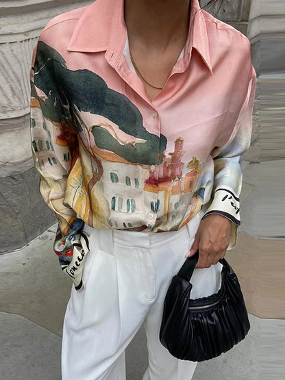 1 Loose Flower Printed Shirt Shorts Sets
