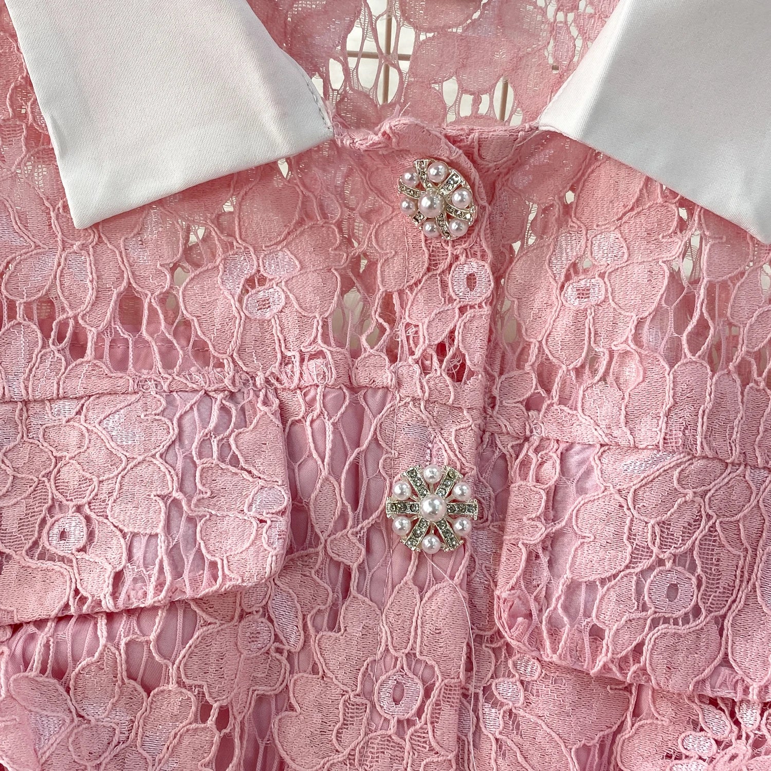 Selfportrait Buttons Diamonds Lace Dress