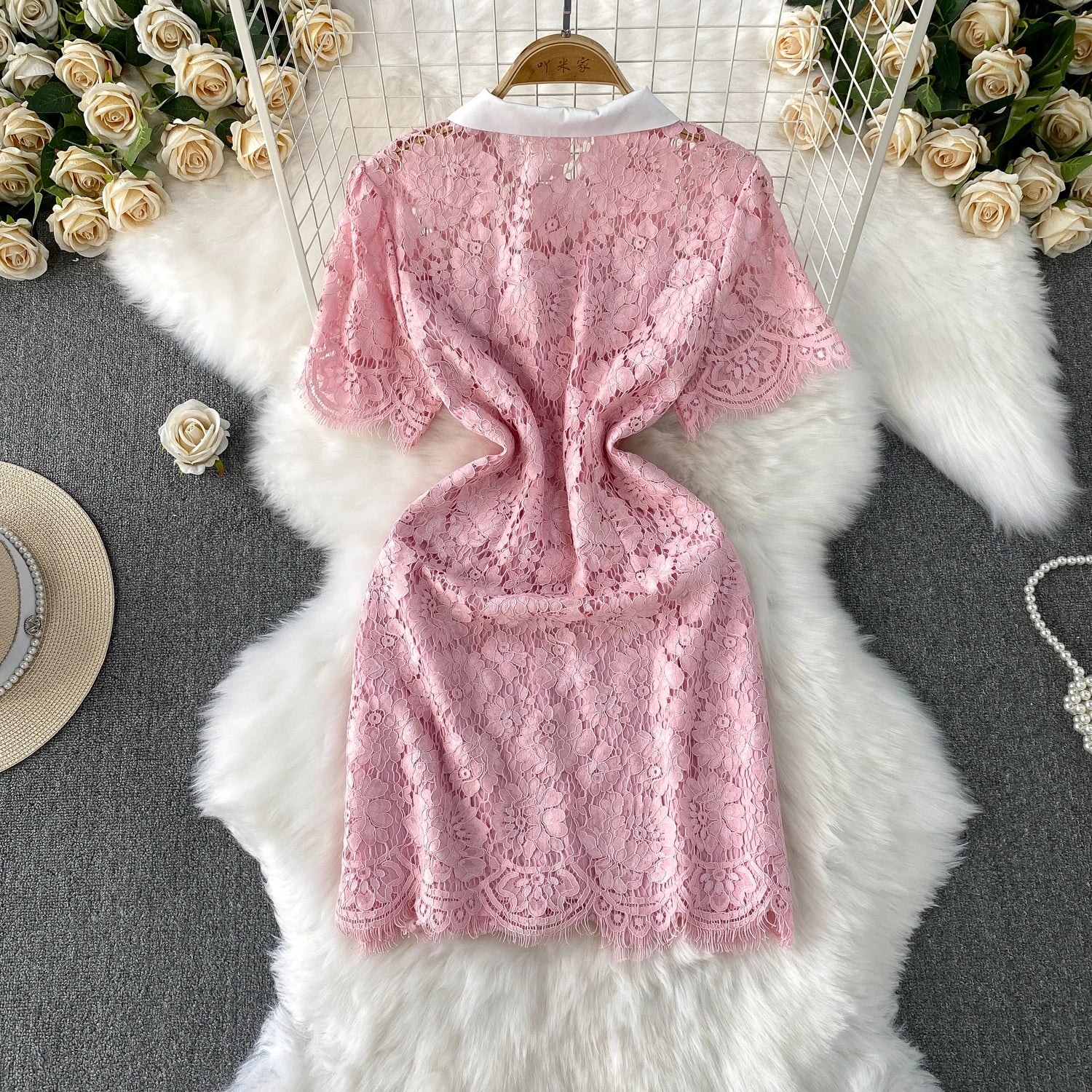 Selfportrait Buttons Diamonds Lace Dress