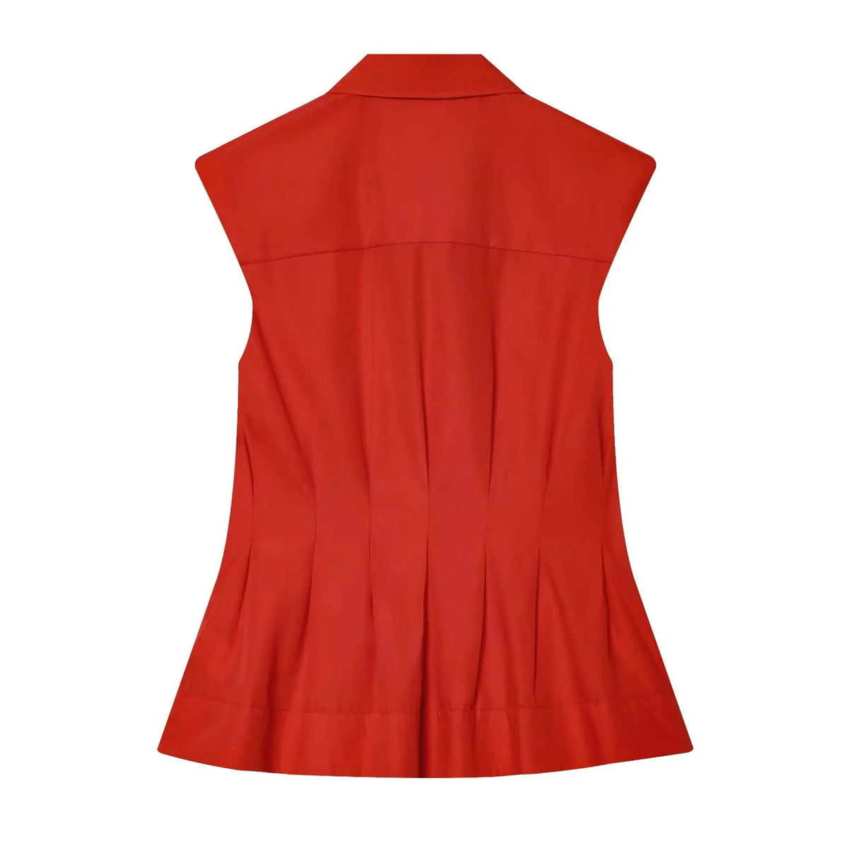TFMLN Women's Pleated Shirt Spring Summer Vintage Lapel Collar Sleeveless Blouses Simple Flared Hem Ladies Tops 2026 New