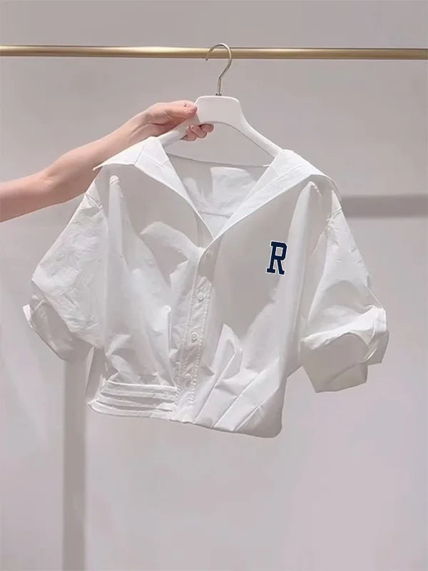 Classy White Crop Shirt