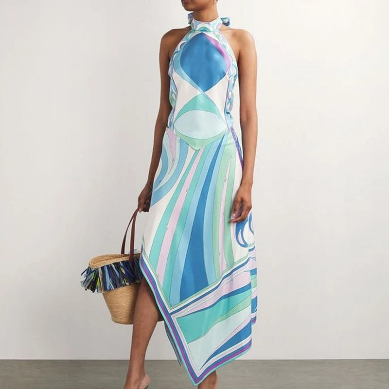 Satin Print Irregular Two Piece Sets