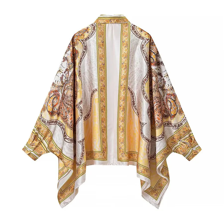 Early Autumn New Arrival Women's Fashion Simple Versatile Casual Print Set Long Sleeve Button up Polyester Fiber Two-Piece Set - Shellss