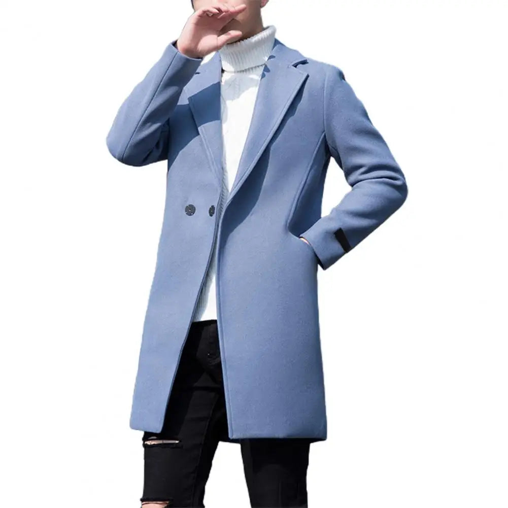 Men Trench Coat Autumn Woolen Trench Overcoat