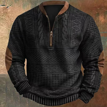 Retro Digital Printing Patchwork Sweatshirts for Men