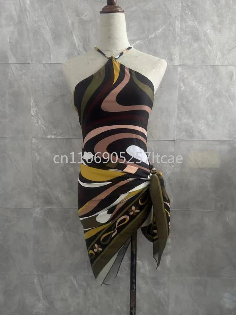 Luxury Design Pink Scarf Swimsuits