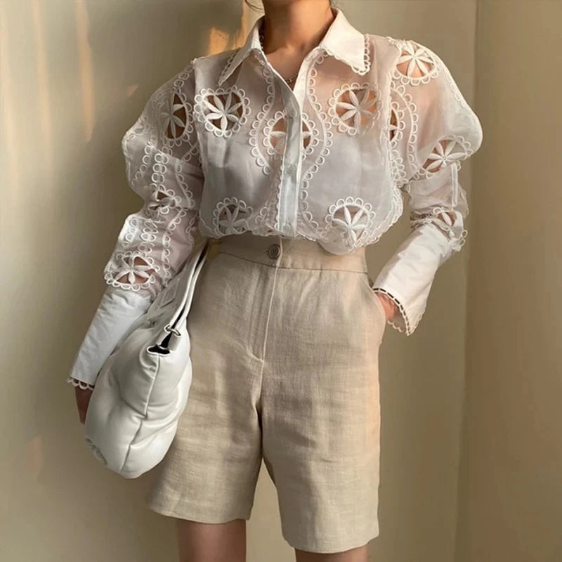 Embroidery lace royal lake como Shirt