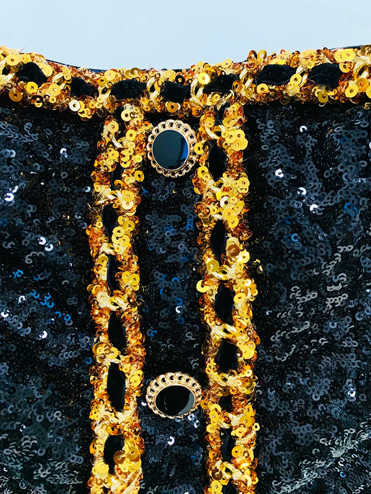 HIGH STREET Newest 2026  Designer Runway Fashion Women's Gold Chains Sequined Strapless Sheath Tube Dress