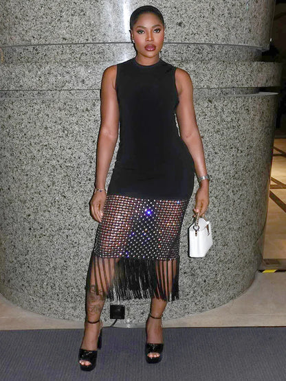 Fringe Mesh Diamond dress