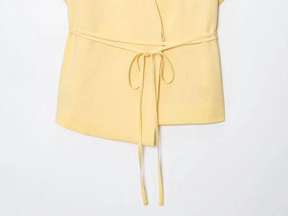Butter yellow Wide-leg Pants Set