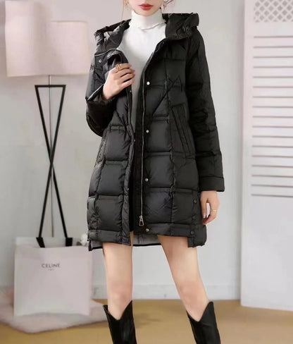 New Arrivals Women Hooded X-long  White Duck Down Jacket