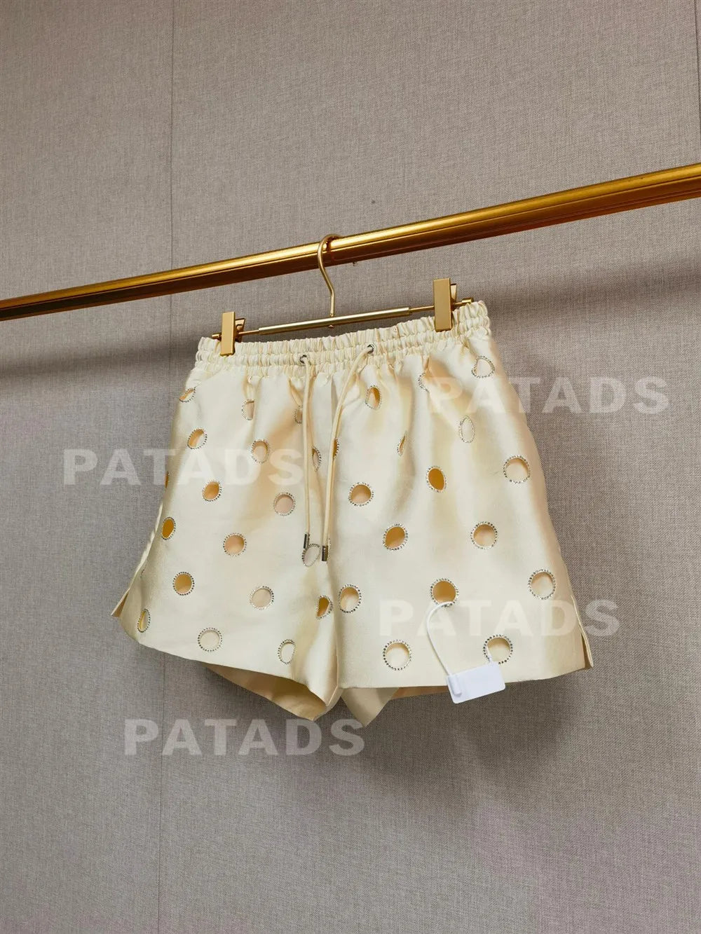 MaSande Early Autumn New Women's Fashionable Hollow out High Waist Drawstring Shorts Ring Detail Casual Pants Straight Leg - Shellss