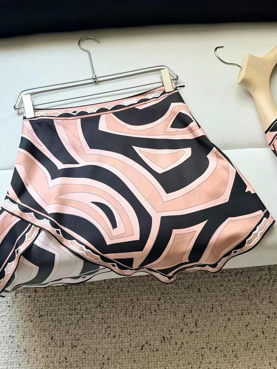 Pucci Retro Printed Halter Crop Top Mini Skirt