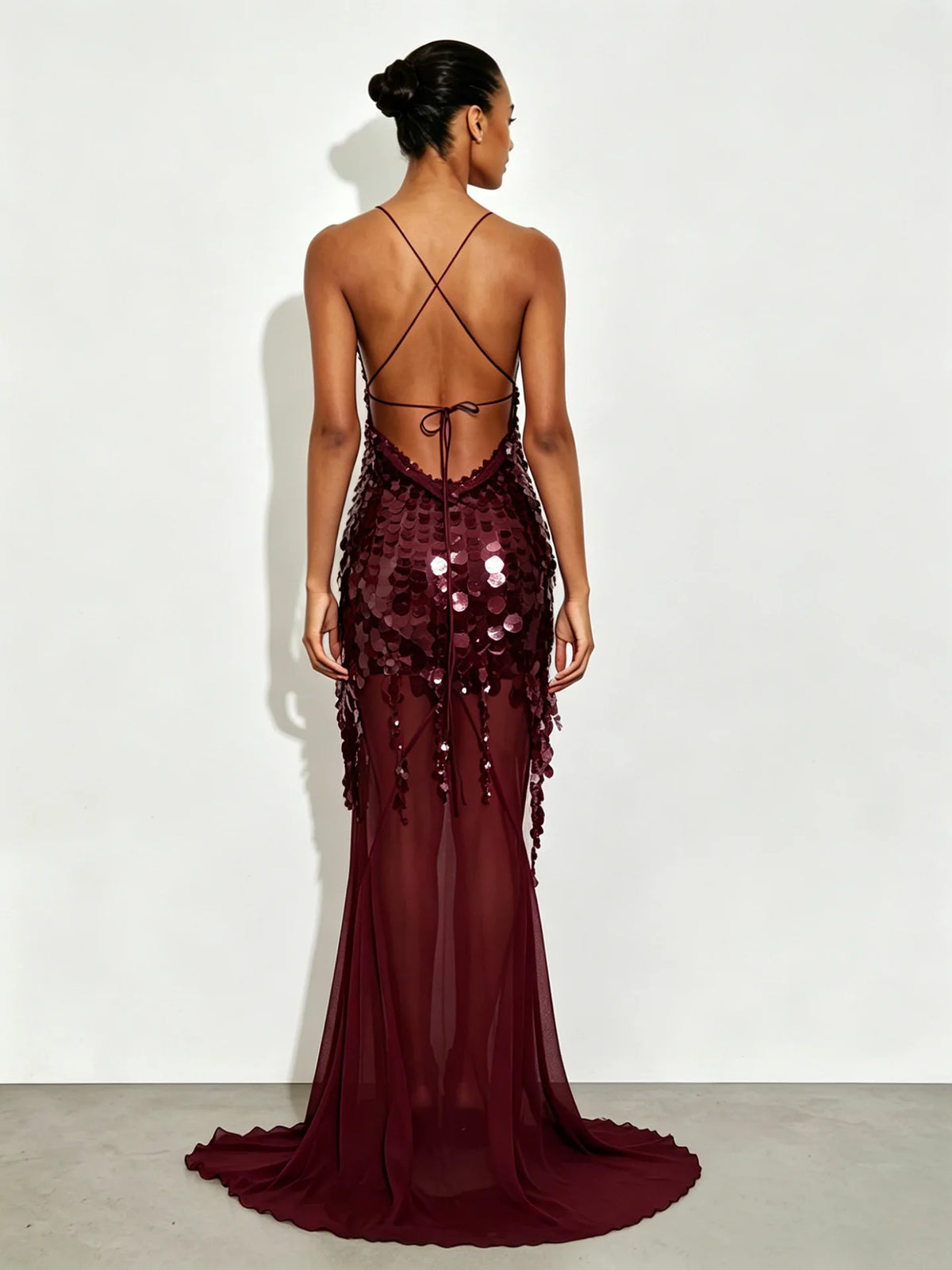 New Summer Sequins Patchwork Mesh Slim Long Dress Women Casual Vacation Dress Sexy Suspender V Neck Backless Evening Dress