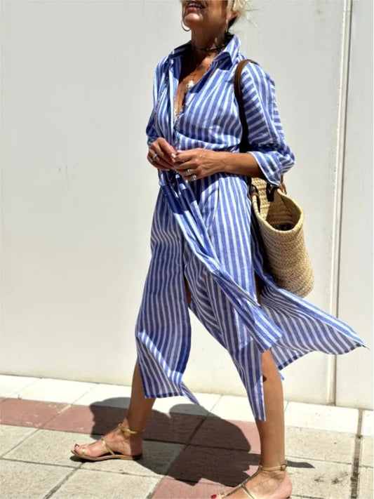 Striped Side Split Dress
