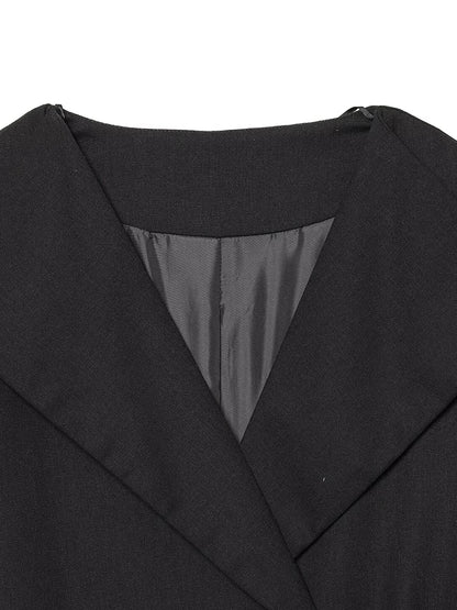 Black Linen Lapel Pants Set