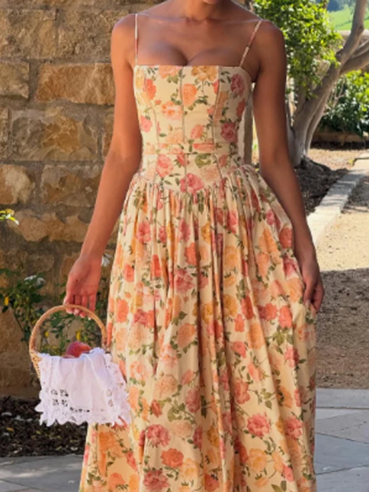 Corset Fishbone green line summer dress