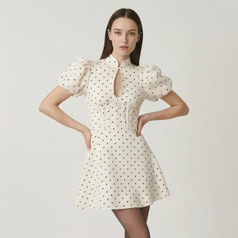 Retro Polka Dot Mini A-line Dress