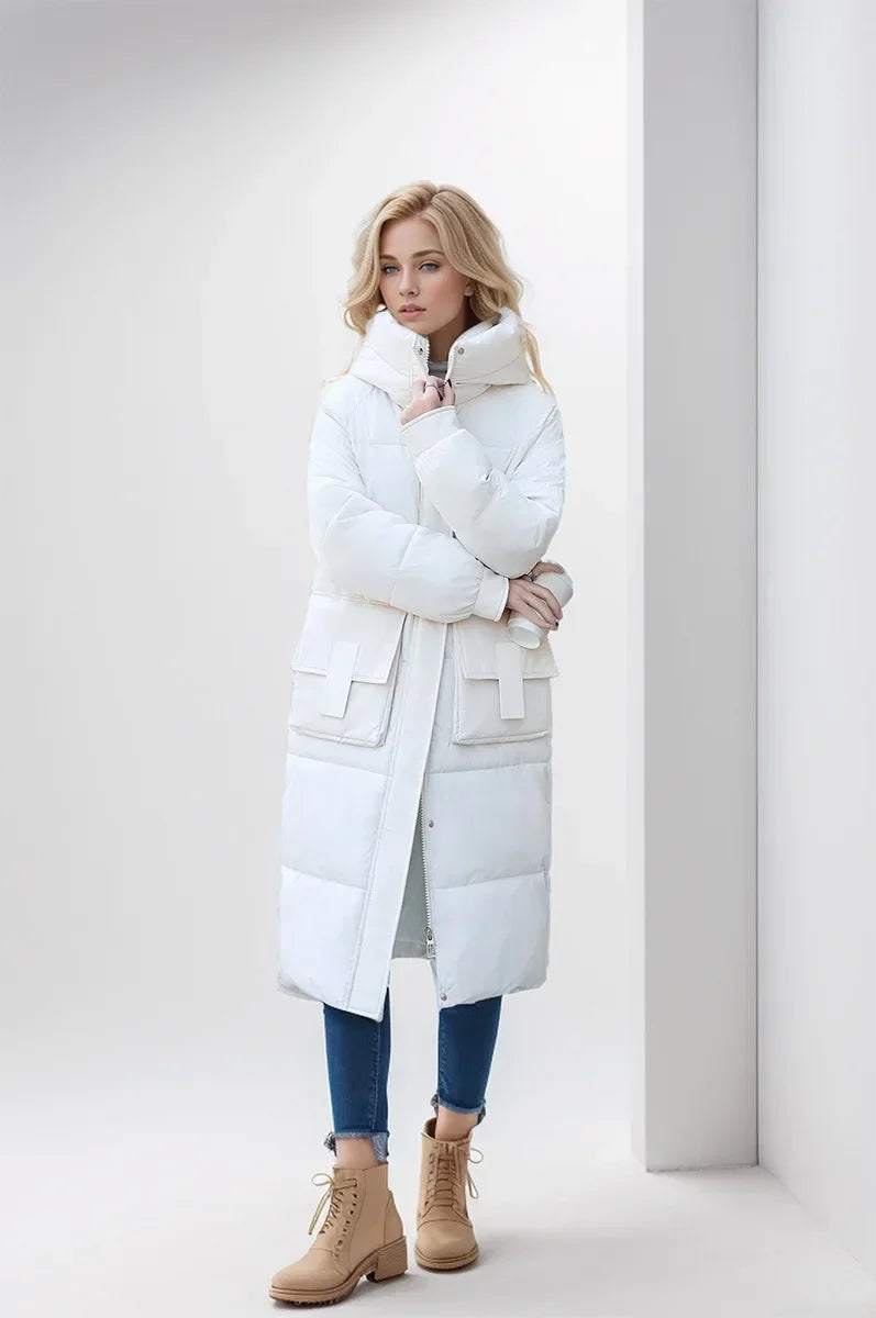 Jacket Parka Maxi Long Women Coat Casual Loose Overcoat F