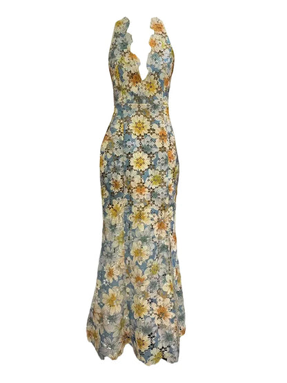 V Neck Midi Printed