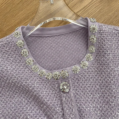 Lavander Luxury Crystal Knitted Dresses