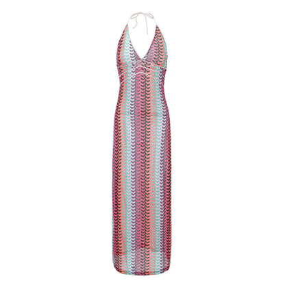 A European and American Lapel Long-sleeved Dress