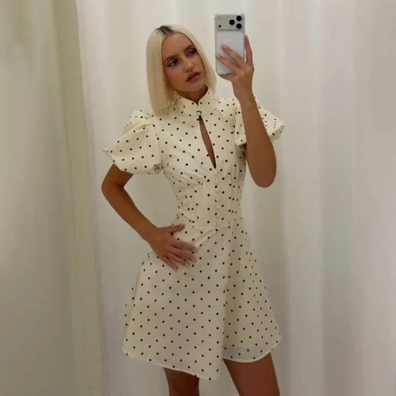 Retro Polka Dot Mini A-line Dress