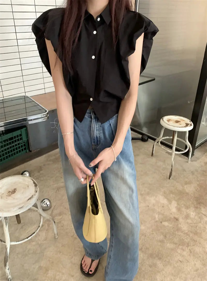 Vintage broad shoulder Crop Top CH
