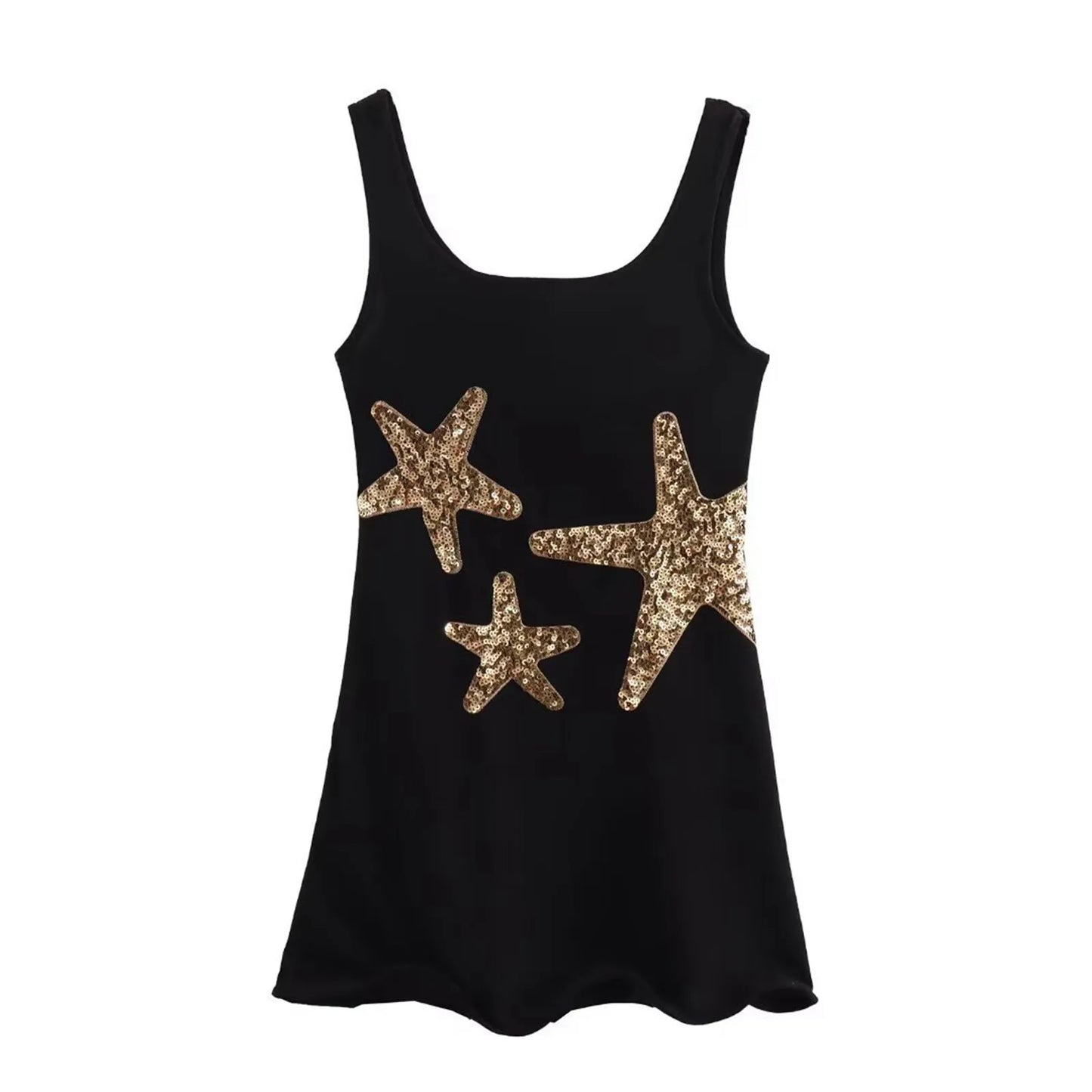 Glittering Starfish Embellished Black Orange Mini