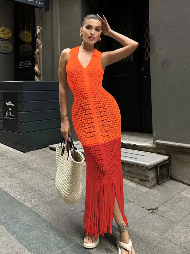 Tassel Mesh Patchwork Dress