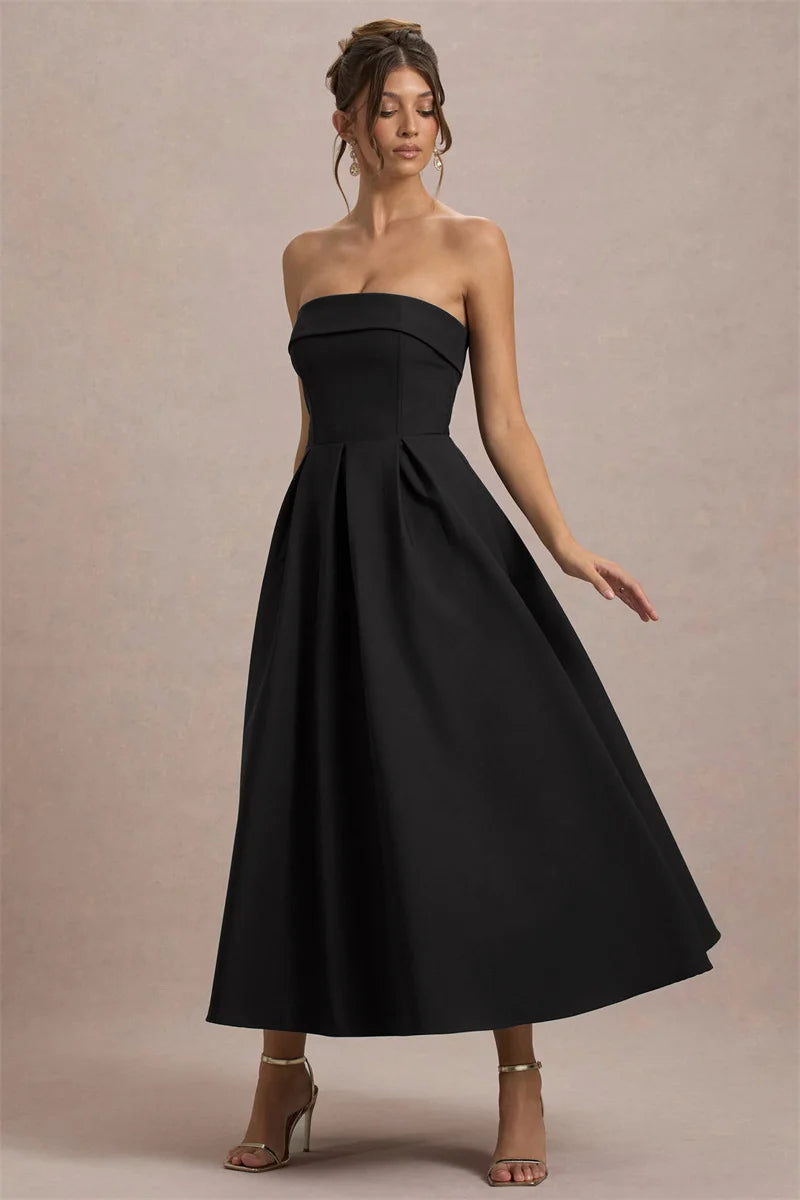 Strapless Midi Dress A-Line - Shellss