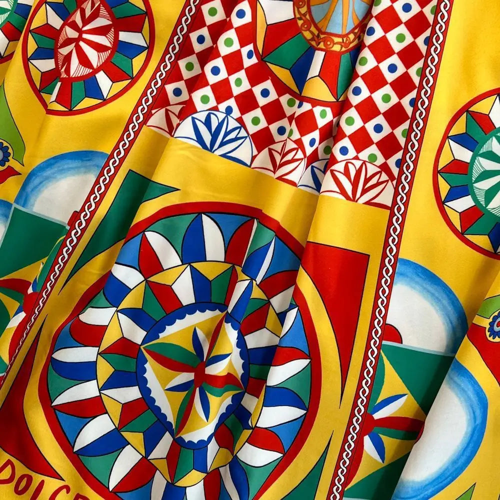 Dolce Yellow Multicolor Dress
