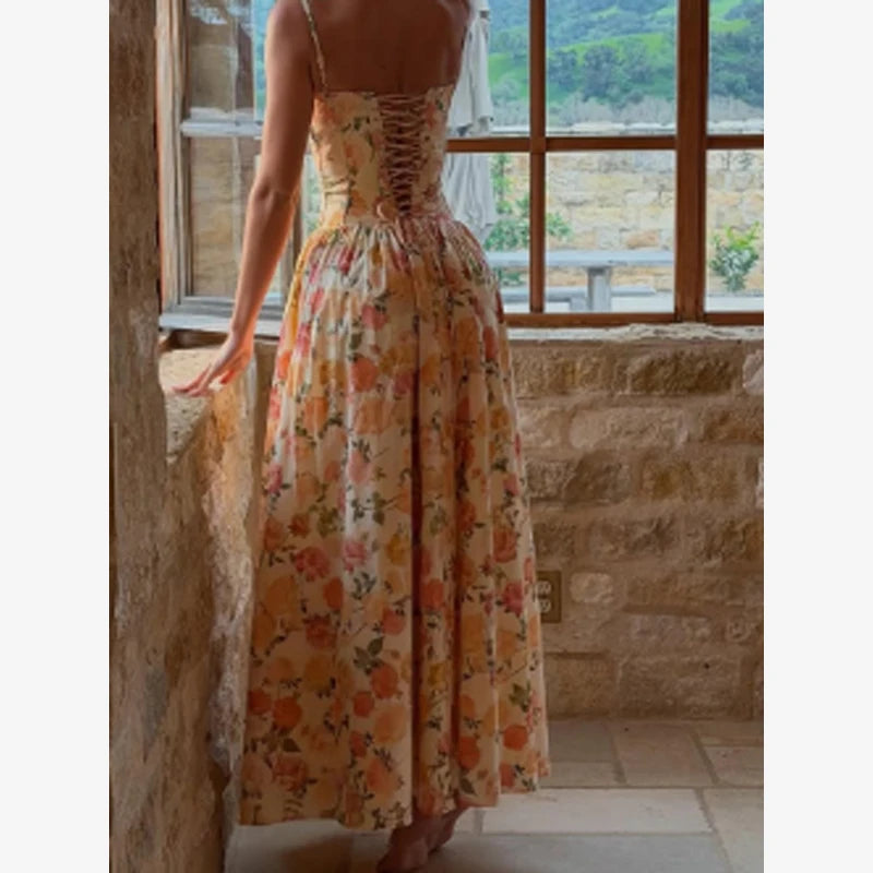 Corset Fishbone green line summer dress