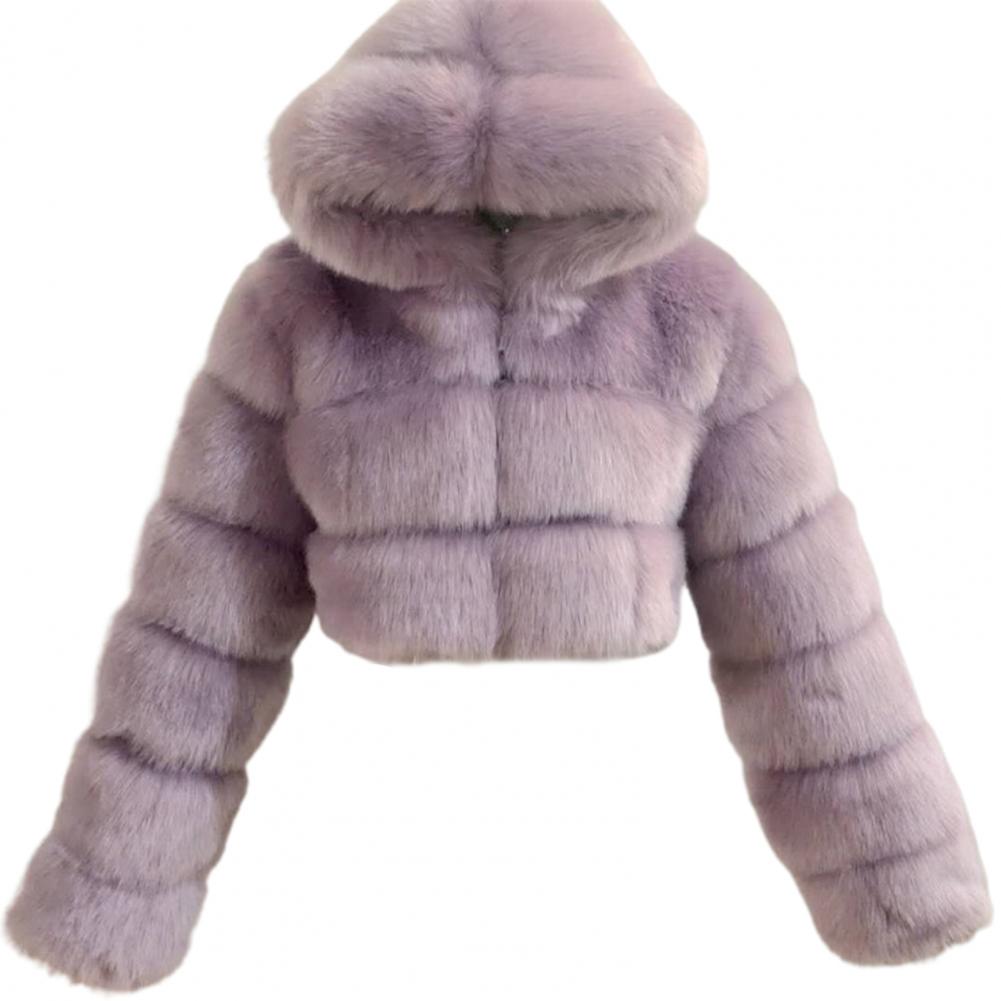 Fur Hooded Zipper Cropped