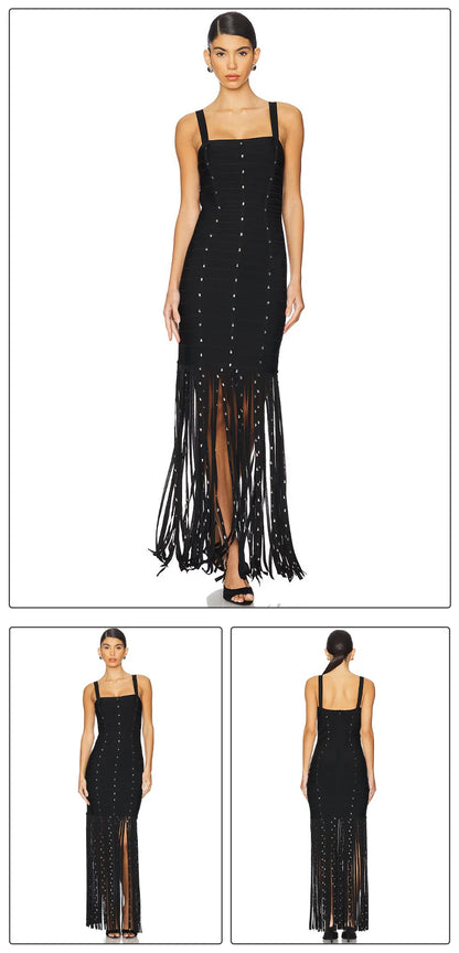 VC Black Diamond Tassel Spaghetti Straps L
