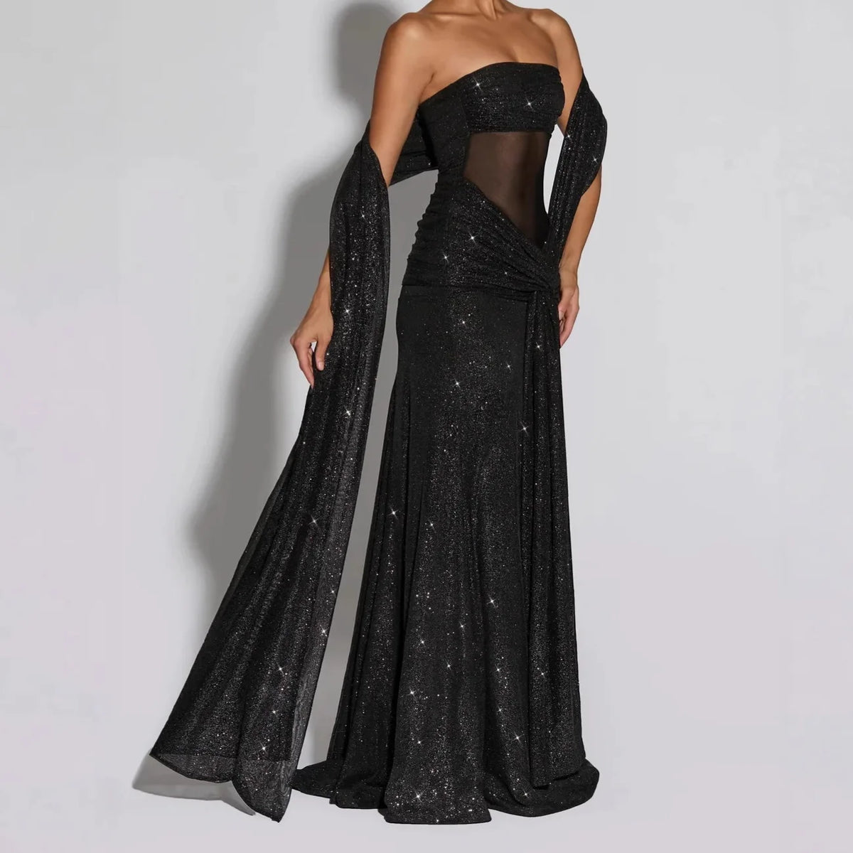 Women's New Elegant And Fashionable Irregular Sequins Bra Squint Long Skirt Autumn Sexy A-line Mid-waist Slim Long Skirt