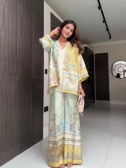 Pants Set Bohemian V-neck