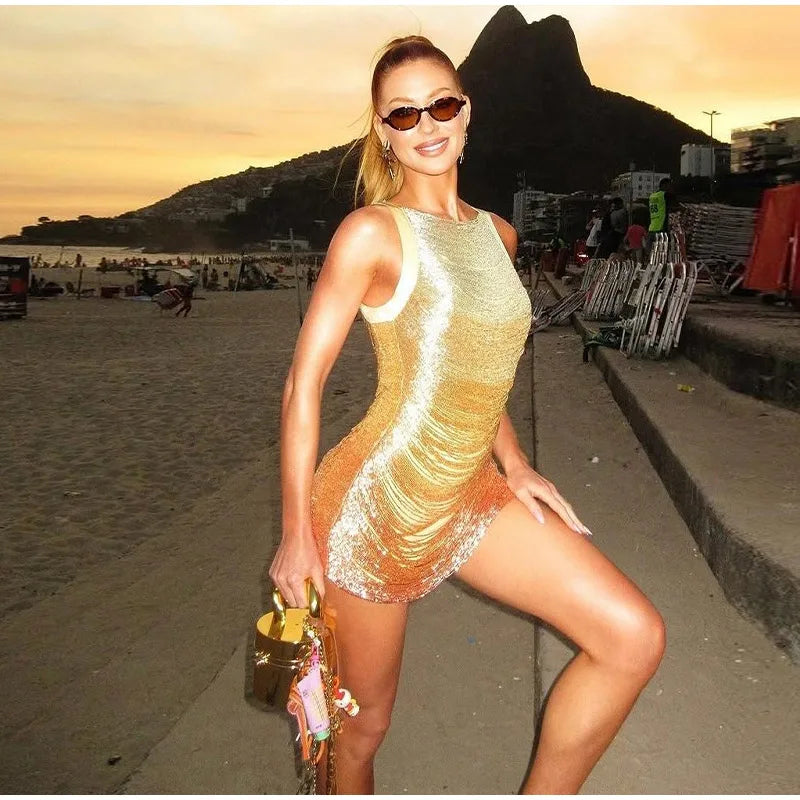 Golden Tassel Party Dress